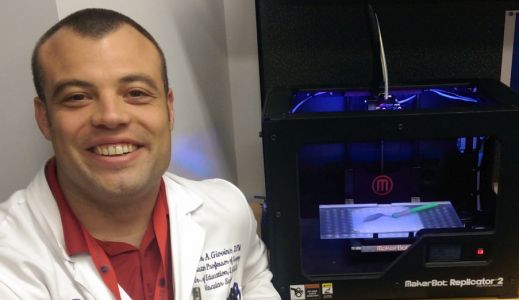 Dr. <b>Nicholas Giovinco</b> with 3-D Printer - PMNews9338